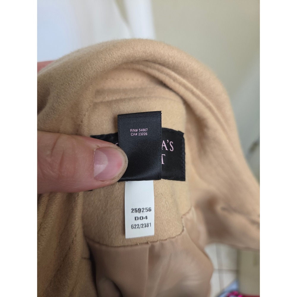 y2k Victorias Secret Wool Trench Coat Honey Beige Belted Double Breasted 12 - Picture 5 of 16